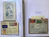 an open book with a lot of stamps on it sitting on a table