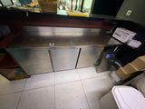 a stainless steel counter in a commercial kitchen