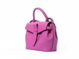 the small pink bag is on a white surface