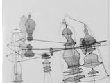drawing of a group of chess pieces sitting on top of a table