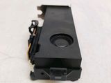 a close up of a black video card on a white surface