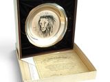 une photo d'une photo représentant un lion dans une boîte