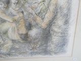 un dessin représentant une femme tenant un enfant dans ses bras