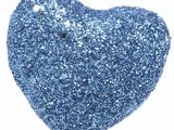 blue glitter heart on white background with copy space for text