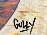 a close up of a painting of a man with a beard