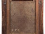 a painting of a wooden frame with a number on it