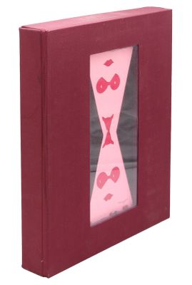 purple cardboard box with a picture of a pink hourglass in it