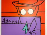 un tableau représentant un homme portant un chapeau et des lunettes