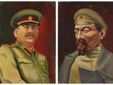 tableau représentant deux portraits d'hommes en uniforme militaire