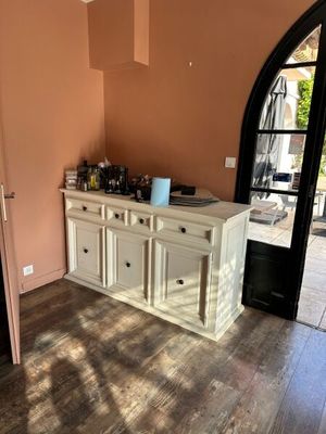 -1 comptoir d'accueil bois dessus zinc avec rangement à l'ar… - Photo 1