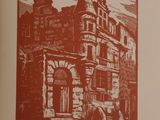 drawing of an old building with a horse drawn carriage in front of it