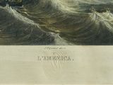 a drawing of a boat in the middle of a large body of water