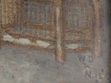 a picture of a painting of a bed in a room