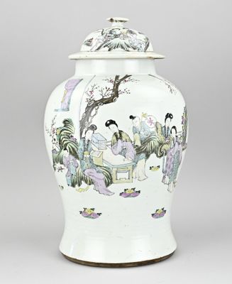 an image of a white vase with a painting on it