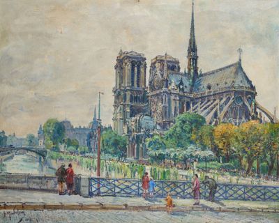 MADELAIN Gustave, 1867-1944, Notre-Dame de Paris, 1927, huil…