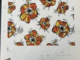 un dessin représentant un bouquet de fleurs orange sur une feuille de papier