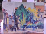 a picture of a painting on a easel on a table