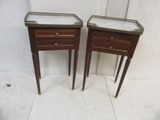 pair of antique mahogany bedside tables with mirrored tops