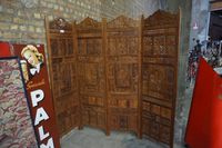 Magnifique paravent asiatique en bois tropical - richement s…