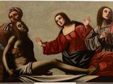 an image of a painting of jesus on the cross with other people