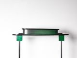an image of a desk with a lamp on top of it
