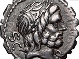 a close up of a coin with a woman on it