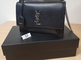 Sac à bandoulière YSL Saint Laurent en cuir noir avec chaîne