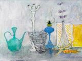 a painting of vases and a painting of flowers on a table