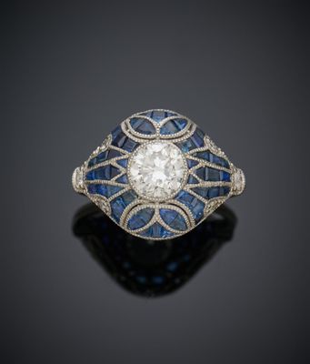 bague art déco en diamant et saphir