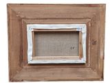 an old wooden picture frame with a picture of a dog in it