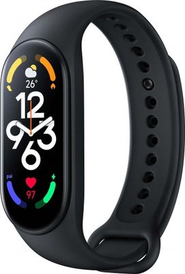 une montre connectée noire dotée d'un écran aux couleurs vives