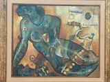 an image of a painting of a woman laying on a bed