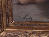 a picture of a painting of a man in a boat