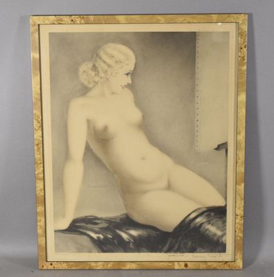 an old picture of a nude woman sitting on a bed