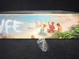 a box with a picture of a family on the beach