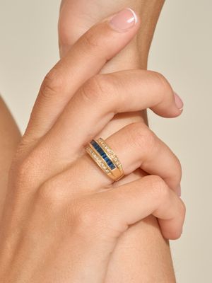 Bague bandeau jonc plat en or jaune 18k 750 millièmes ornée …