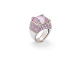 une bague en saphir rose et diamants, signée Van Cleef