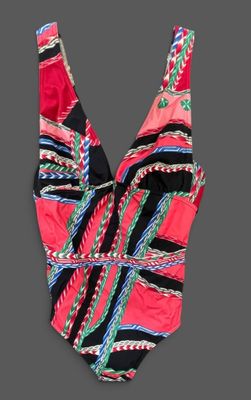 an image of a bathing suit with a colorful pattern on it