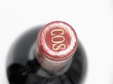 a close up of a wine bottle with a label on it