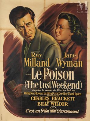 an old movie poster of a man and a woman standing next to each other