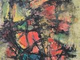 a painting of a painting with many colors and shapes on it