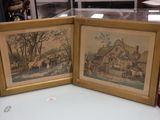 deux photos encadrées représentant une scène de vie à la ferme, posées sur une table