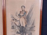 two framed pictures of a man in a uniform and a woman in a dress