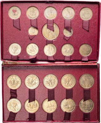 an image of a red box with a bunch of coins in it