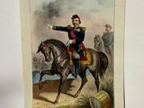 a painting of a man on a horse with a gun