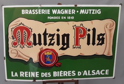 Plaque émaillée "Mutzig Pils. Alsace".