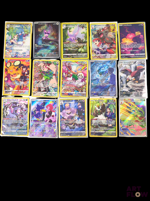 a lot of pokemon cards on a black background