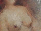a painting of a nude woman with a red hat