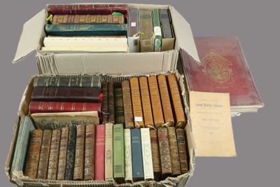 a box full of books sitting on a table