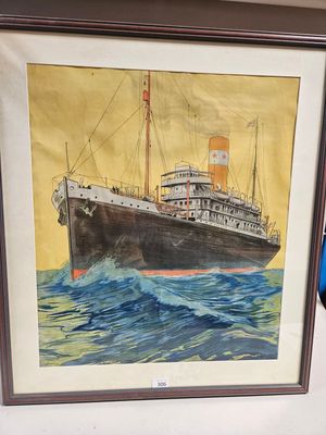 une image d'un tableau représentant un bateau dans l'eau